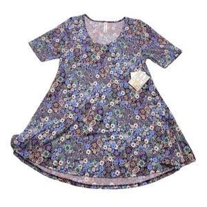 LuLaRoe Perfect T Shirt Top Purple‎ Green Floral XS NEW